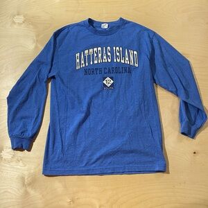 Alstyle Blue Graphic Long Sleeve Shirt Hatteras Island Medium (ER)